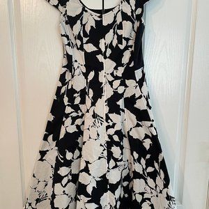 Beautiful Navy and white off the shoulder dress.